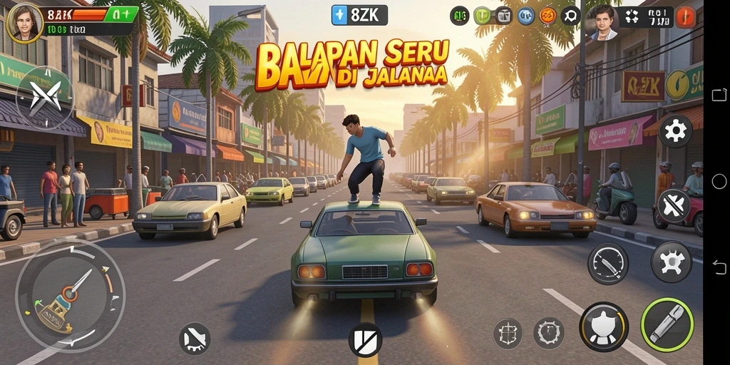 Gameplay seru dalam balapan mobil di 8ZK.