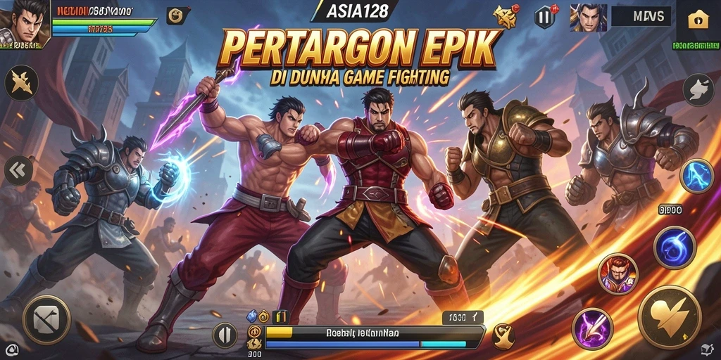 Screenshot ASIA128 menampilkan aksi pertarungan yang intens dan karakter yang kuat.