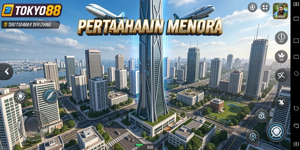 Gameplay seru dalam TOKYO88 dengan strategi menempatkan menara pertahanan.