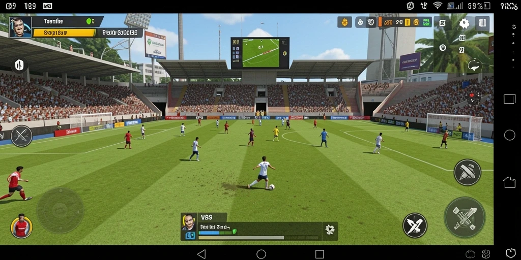 Tampilkan gameplay V89 yang intens dan seru di lapangan sepak bola.